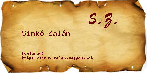Sinkó Zalán névjegykártya